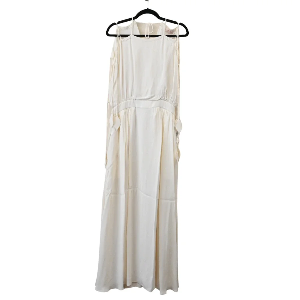 TORY BURCH Evalene New Ivory Sleeveless Tie-Shoulder Maxi Dress Size 8
